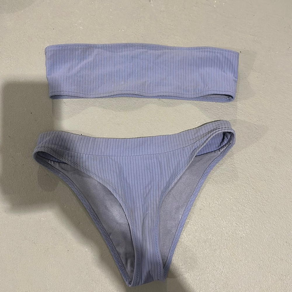 Triangl Swim Bikini Bandeau Ribbed High Rise